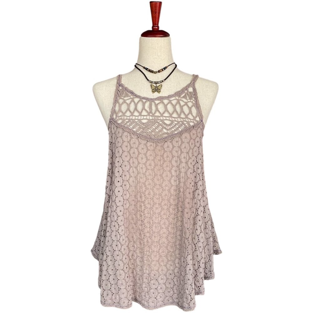 Free People Flowy Crochet Eyelet Tank Top Size S